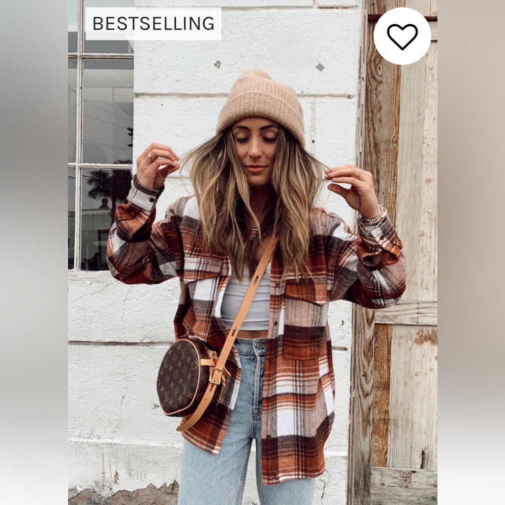 Nightfall Rust Plaid Shacket